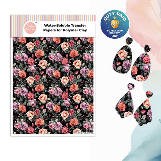 Transfer paper for polymer clay, Watercolor flowers, water soluble transfer paper, polymer clay image transfers, magic transfer paper #820