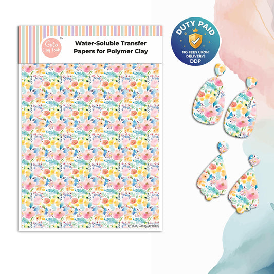 Transfer paper for polymer clay, Watercolor flowers, water soluble transfer paper, polymer clay image transfers, magic transfer paper #835