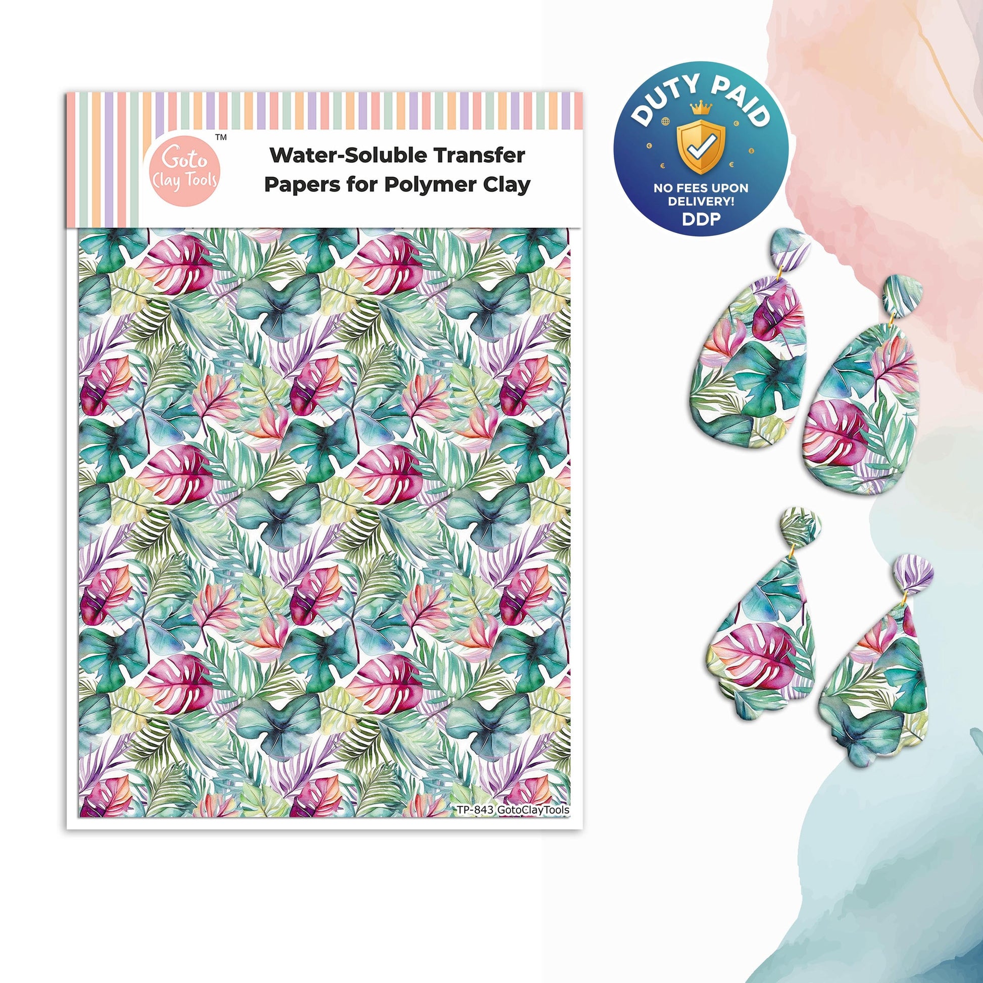 Transfer paper for polymer clay, Tropical monstera, water soluble transfer paper, polymer clay image transfers, magic transfer paper #843