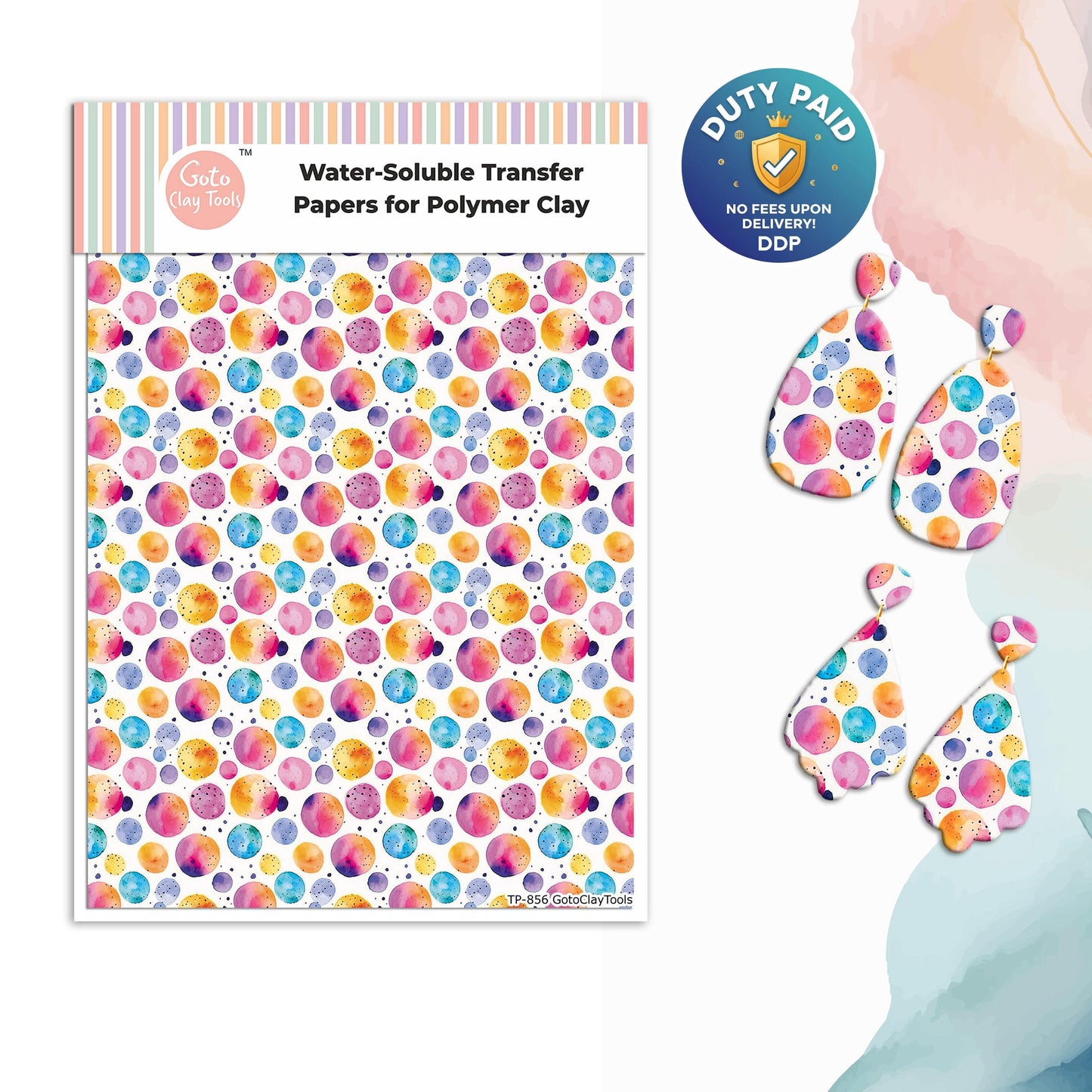 Watercolor Dots Transfer Paper for Polymer Clay #856
