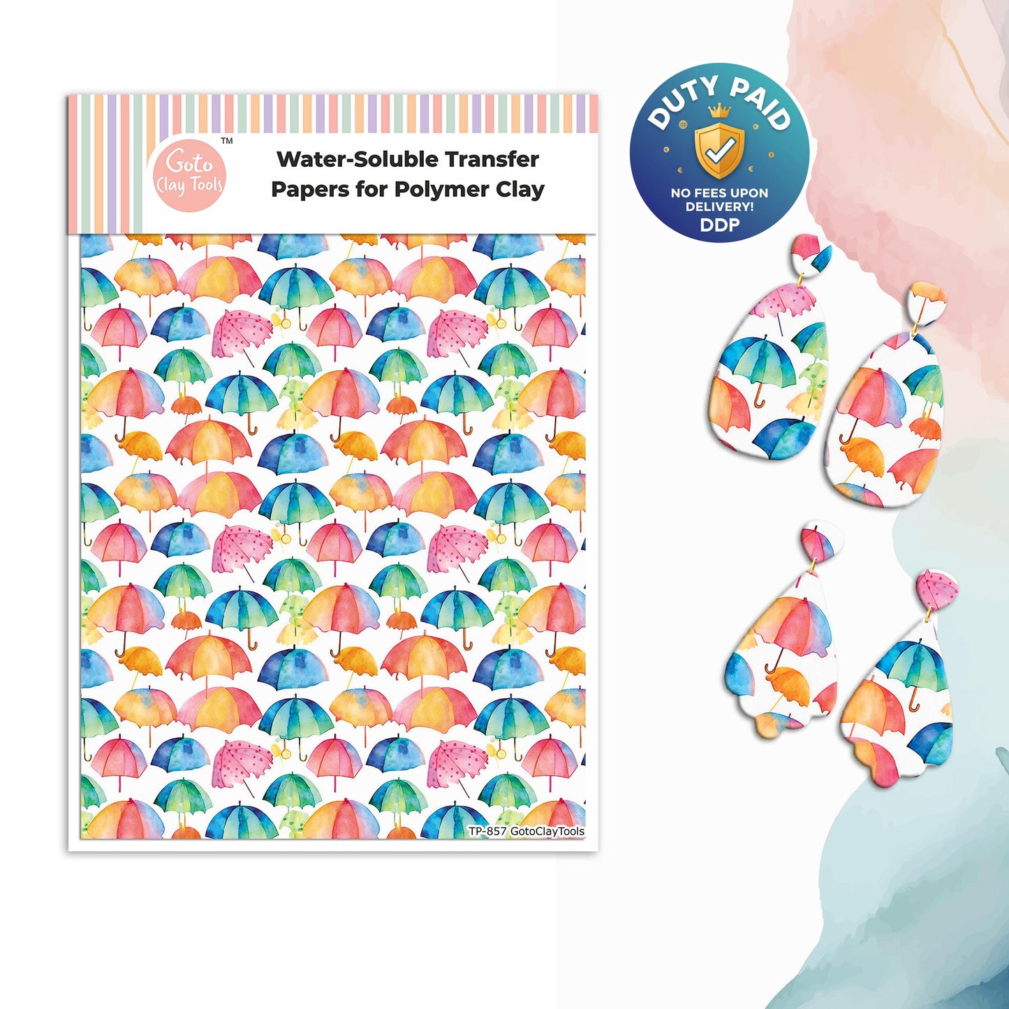 Umbrella Polymer Clay Transfer Paper: Water Soluble Image Sheet #857