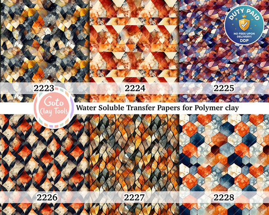 Water soluble Transfer paper for polymer clay, Liquid marble tile pattern, polymer clay image transfers, magic transfer paper