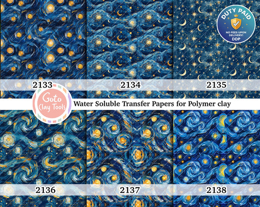 Starry Night Water Soluble Transfer Paper for Polymer Clay (4x5.5 in