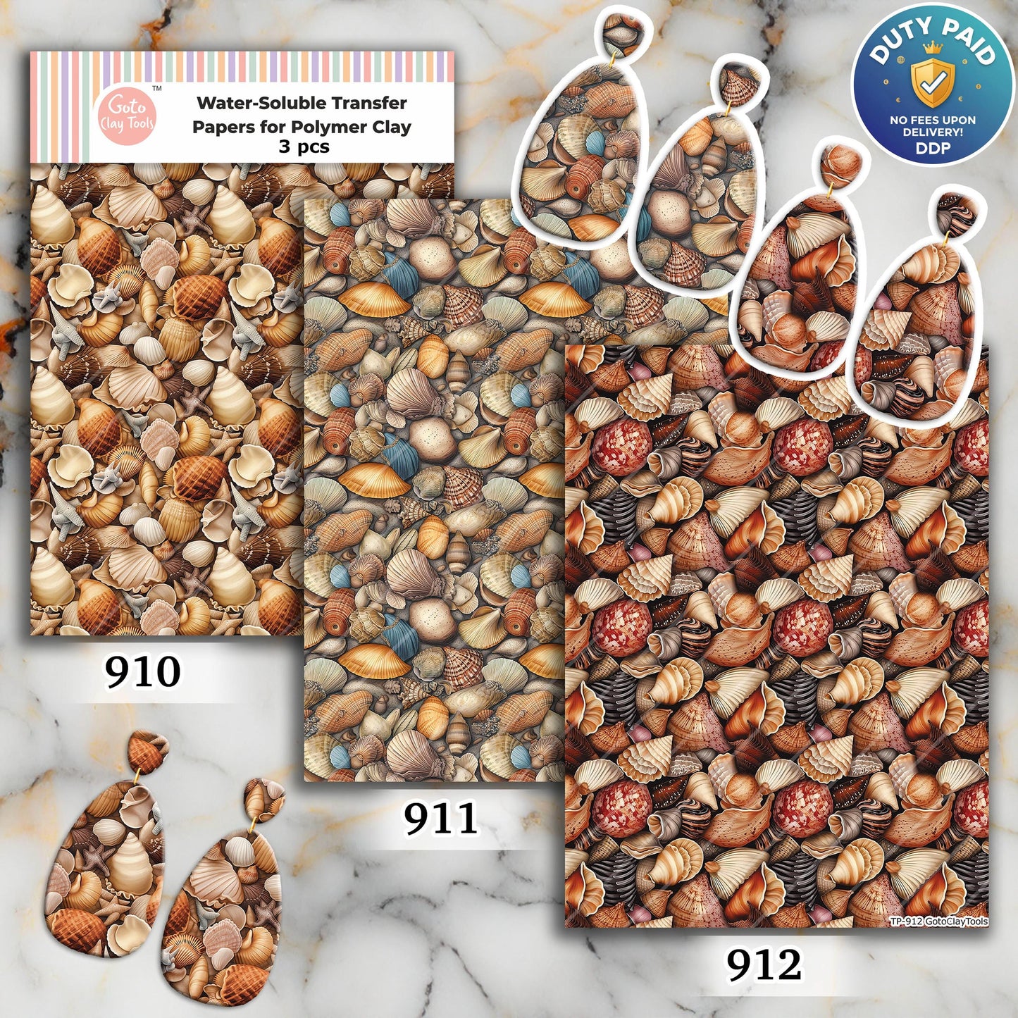 Seashells Polymer Clay Image Transfers: Water Soluble Paper (4x5.5 inches)