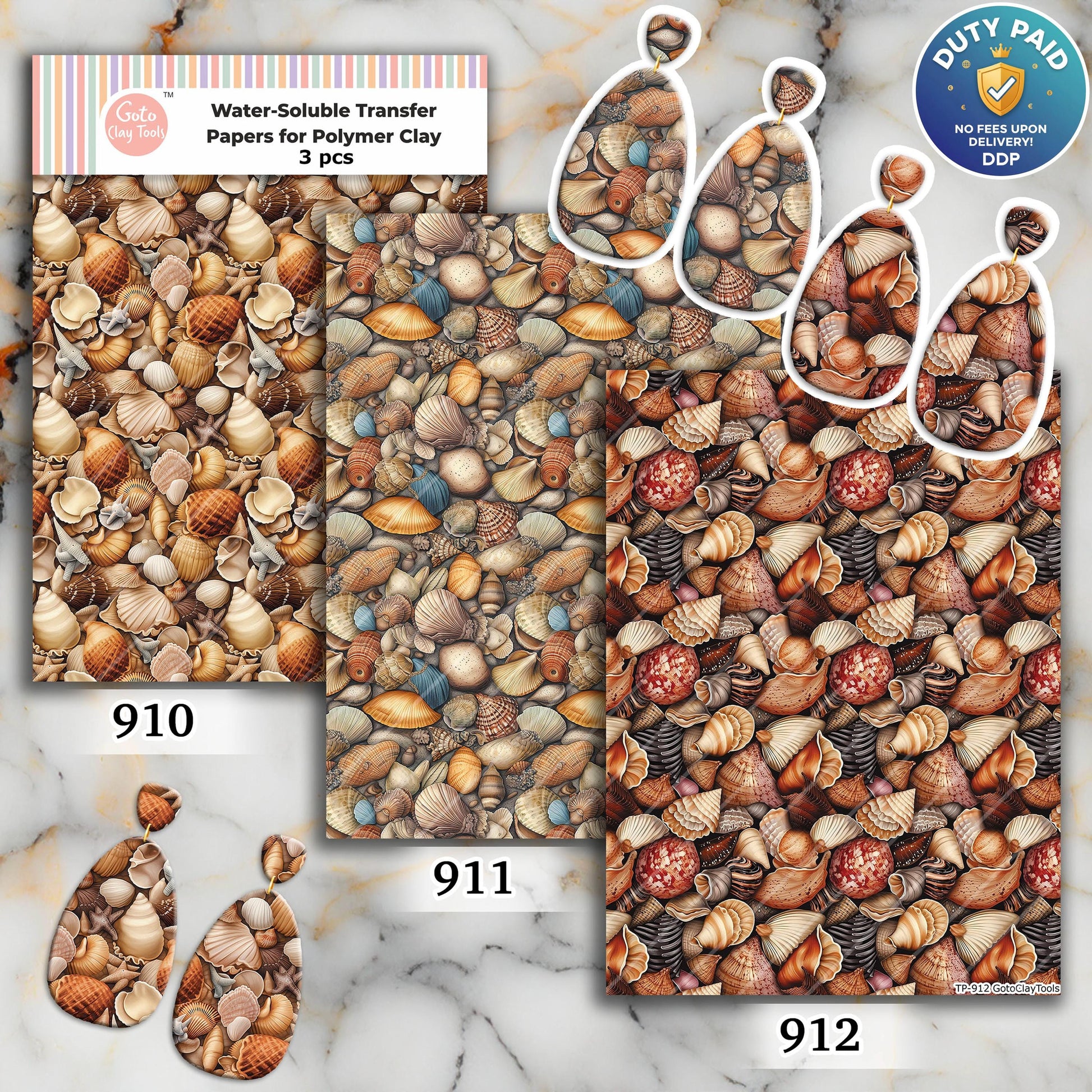 Seashells Polymer Clay Image Transfers: Water Soluble Paper (4x5.5 inches)