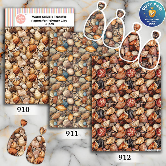 Seashells Polymer Clay Image Transfers: Water Soluble Paper (4x5.5 inches)