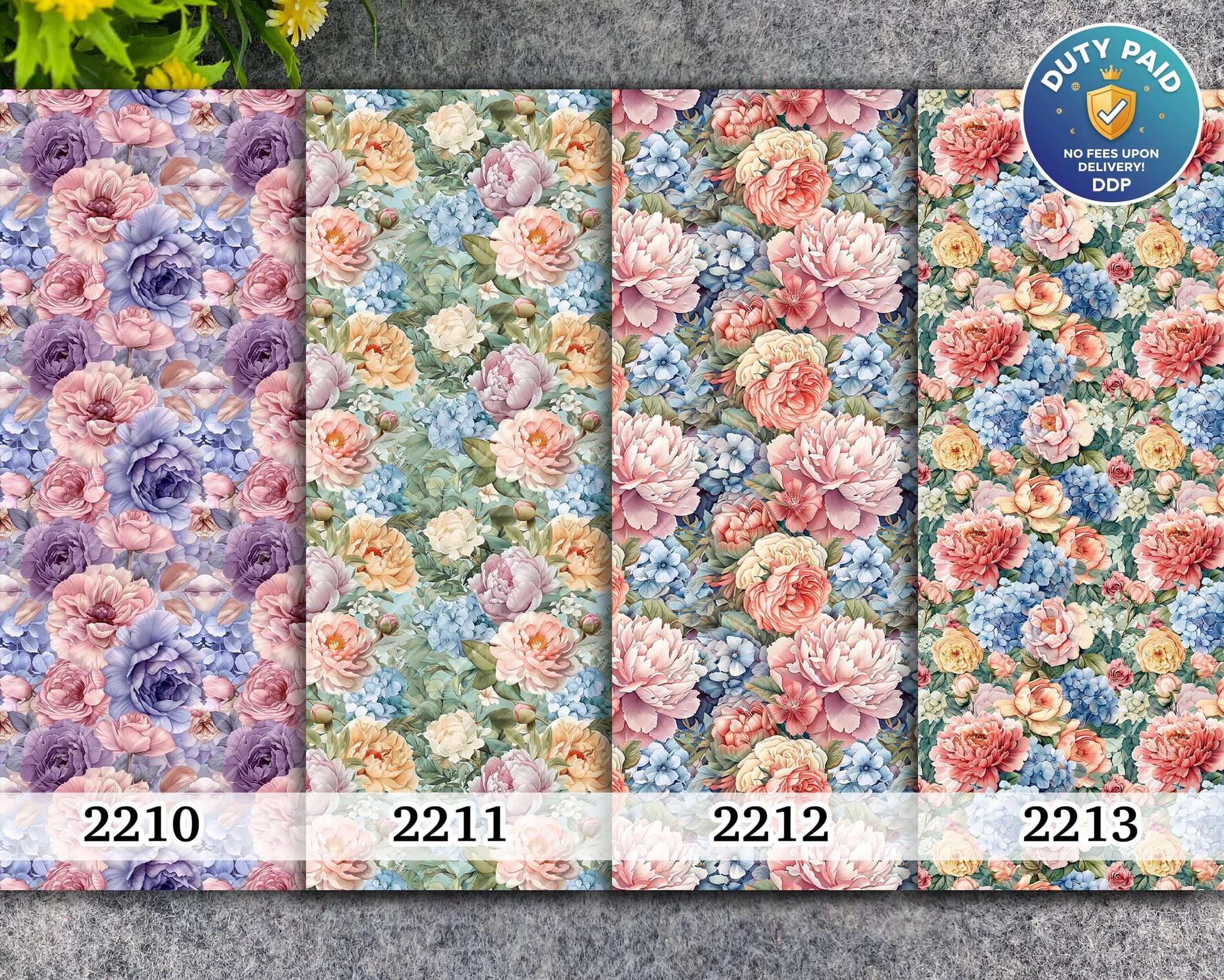 Rose Peony Floral Transfer Paper for Polymer Clay (4x5.5 inches)