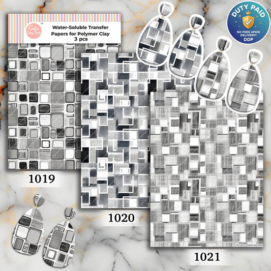 Grey Square Pattern Transfer Paper for Polymer Clay (4x5.5 inches)
