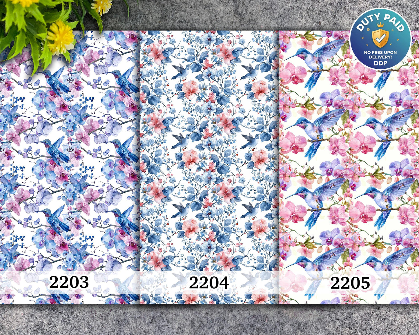 Hummingbird Floral Transfer Paper for Polymer Clay (Water Soluble)