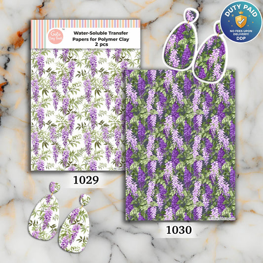 Lavender Vine Water Soluble Transfer Paper for Polymer Clay