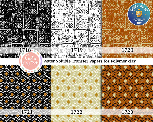 African Mudcloth Polymer Clay Transfer Paper (4x5.5 inches)