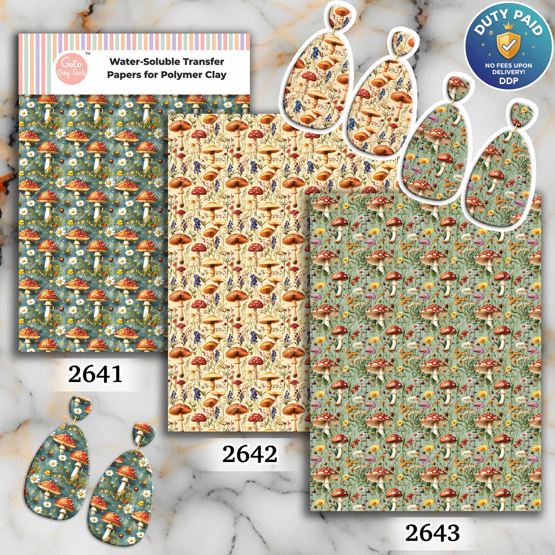 Mushroom Transfer paper for polymer Clay Earring Making - Water Soluble Transfer Sheet 4x5.5 in