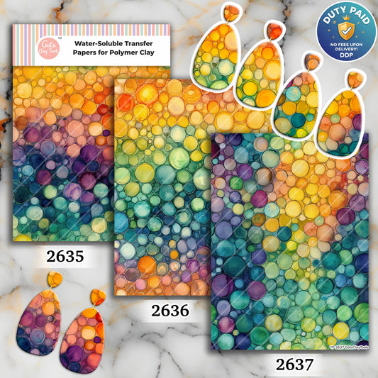 Colorful bubbles Transfer paper for polymer Clay Earring Making - Water Soluble Transfer Sheet 4x5.5 in
