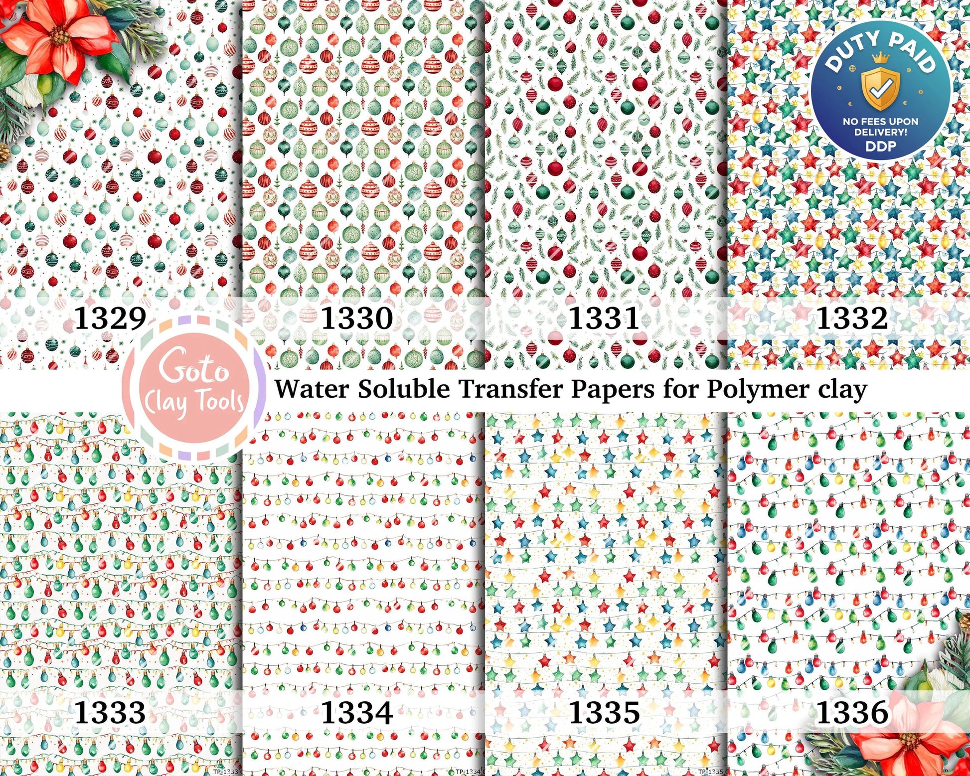 Water soluble Transfer paper for polymer clay, Christmas Ornament, polymer clay image transfers, magic transfer paper