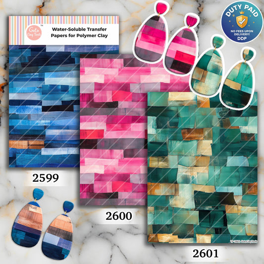 Abstract Storkes Transfer paper for polymer Clay Earring Making - Water Soluble Transfer Sheet 4x5.5 in