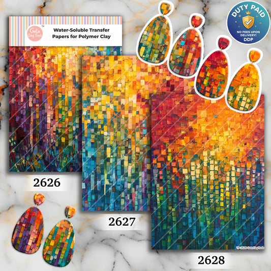 Abstract painting Transfer paper for polymer Clay Earring Making - Water Soluble Transfer Sheet 4x5.5 in