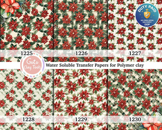 Poinsettia Pattern Transfer Paper for Polymer Clay (4x5.5 inches)