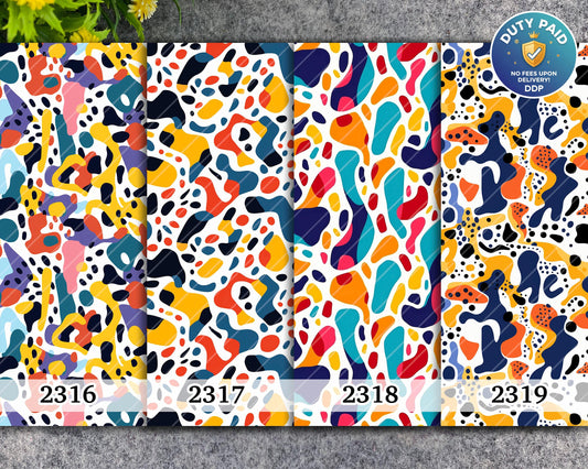 Water soluble Transfer paper for polymer clay, Colorful abstract pattern, polymer clay image transfers, magic transfer paper