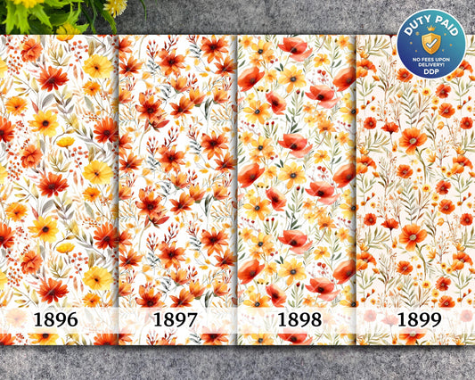 Orange Floral Water Soluble Transfer Paper for Polymer Clay (4x5.5 in