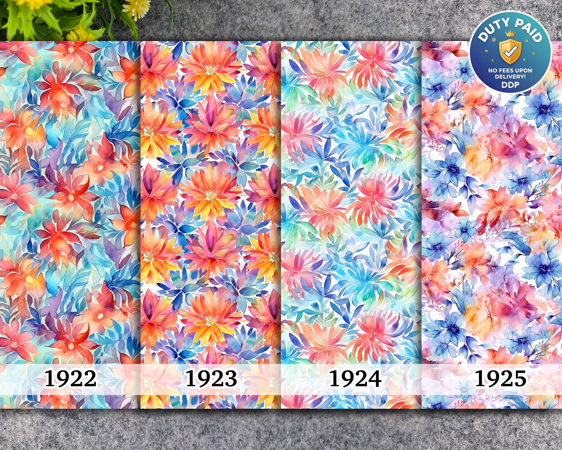 Watercolor Floral Transfer Paper for Polymer Clay (4x5.5 inches)