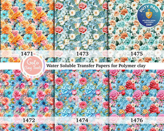 Rose Pattern Water Soluble Transfer Paper for Polymer Clay