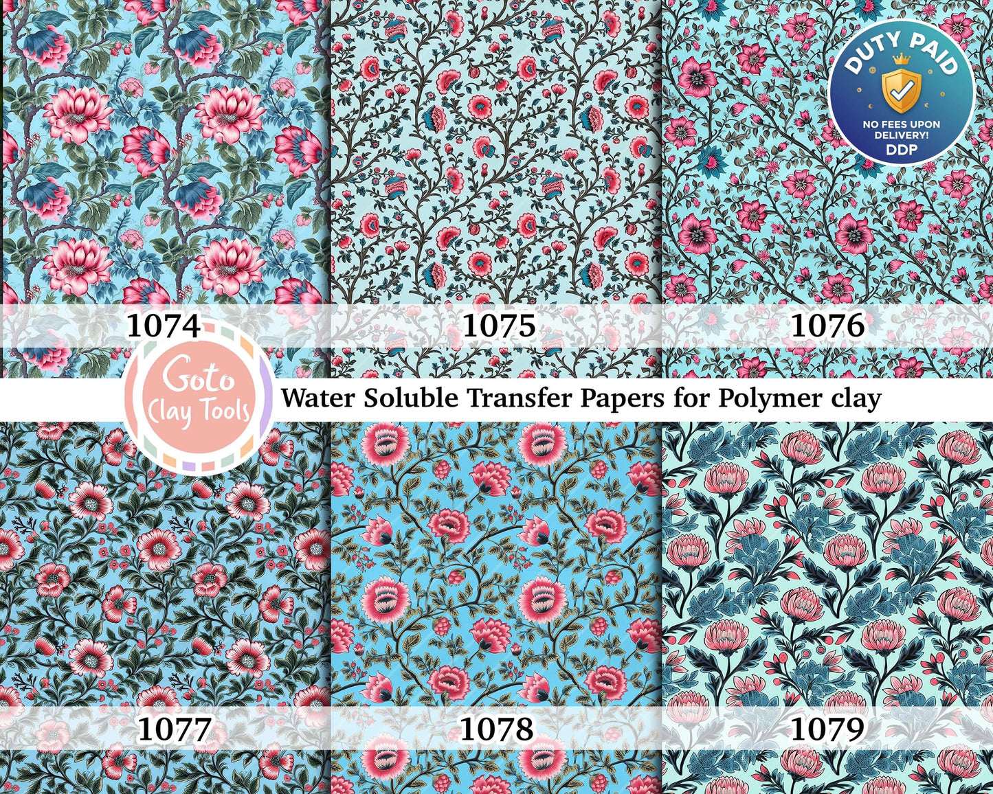 Ethnic Floral Polymer Clay Transfer Paper: Water Soluble (4x5.5 inches)