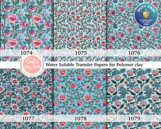 Ethnic Floral Polymer Clay Transfer Paper: Water Soluble (4x5.5 inches)