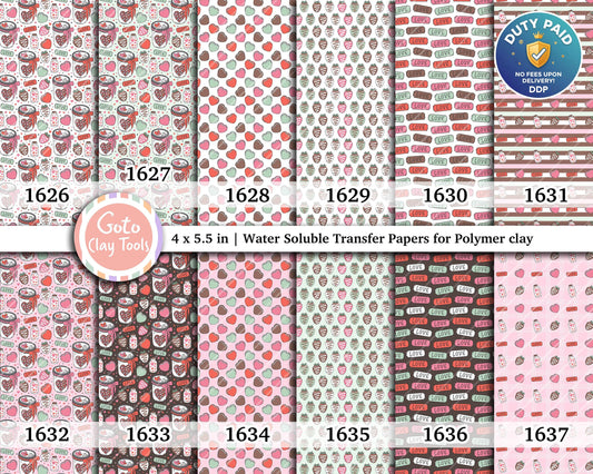 Valentine Polymer Clay Transfer Paper: Love Hearts, Strawberries (4x5.5 in)