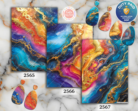 Gold Marble Polymer Clay Transfer Paper: Colorful Watersoluble Decals