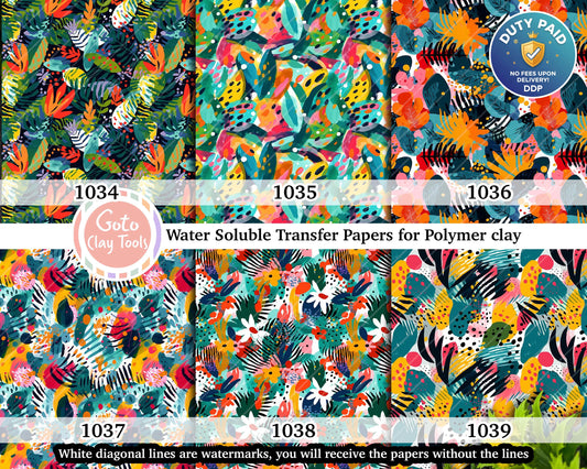 Tropical Polymer Clay Transfer Paper: Colorful Abstract Pattern (4x5.5 inches)