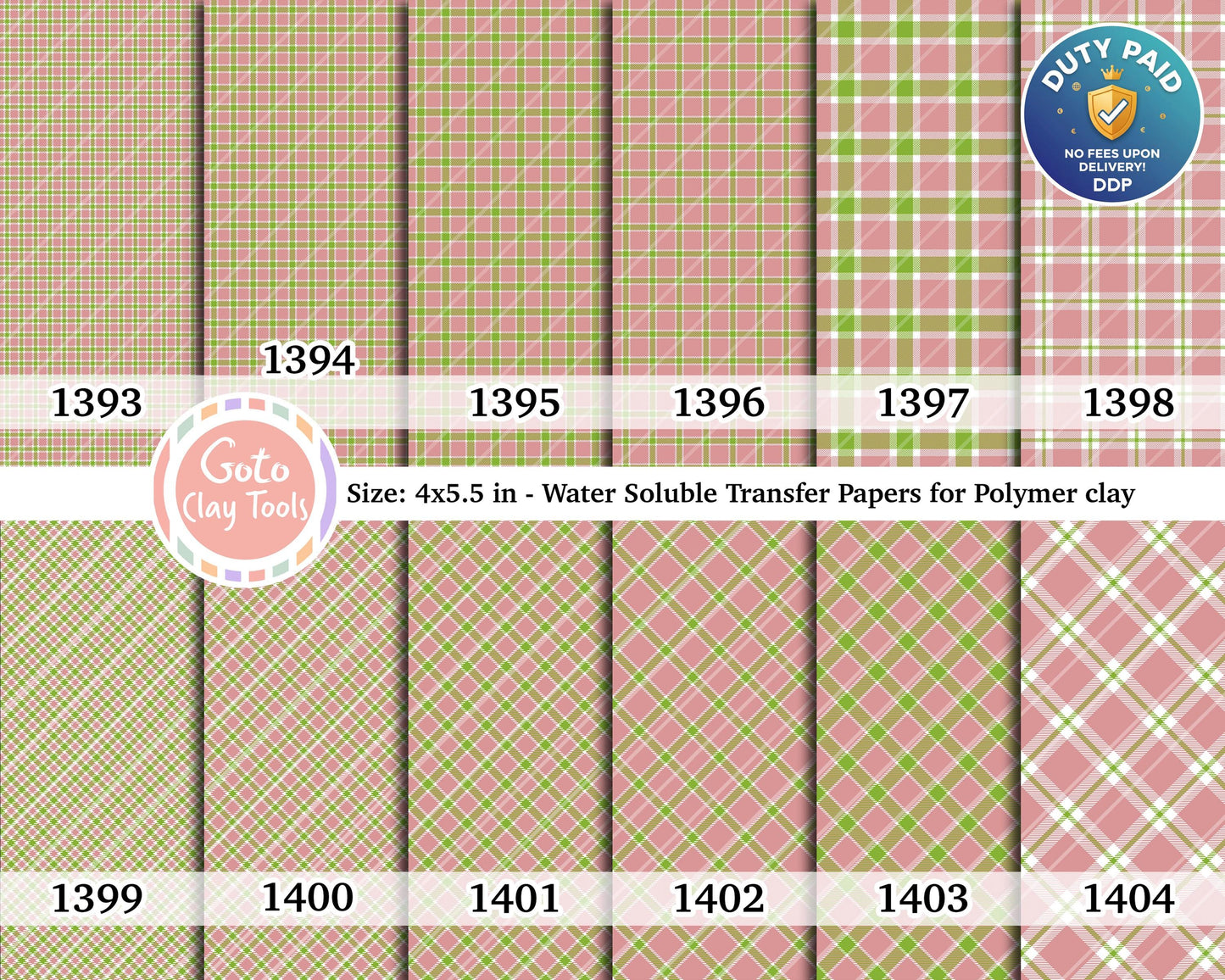 Christmas plaid Water soluble Transfer paper for polymer clay, polymer clay image transfers, magic transfer paper
