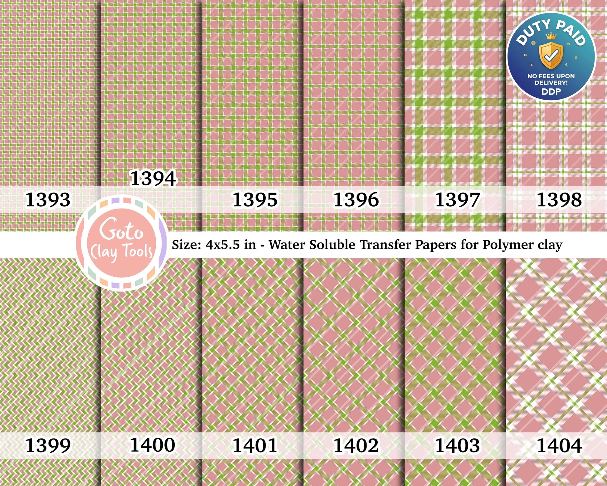Christmas plaid Water soluble Transfer paper for polymer clay, polymer clay image transfers, magic transfer paper