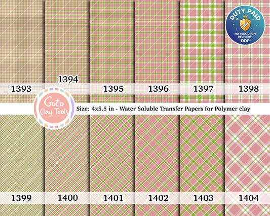 Christmas Plaid Water Soluble Transfer Paper for Polymer Clay