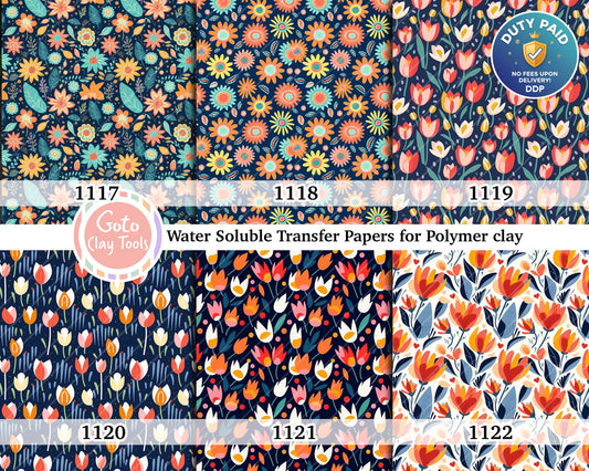 Tulip Floral Polymer Clay Transfer Paper: Water Soluble (4x5.5 inches)