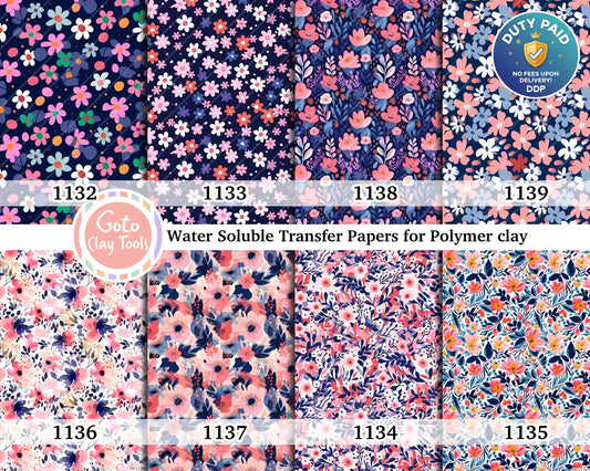 Floral Water Soluble Transfer Paper for Polymer Clay (4x5.5 inch)
