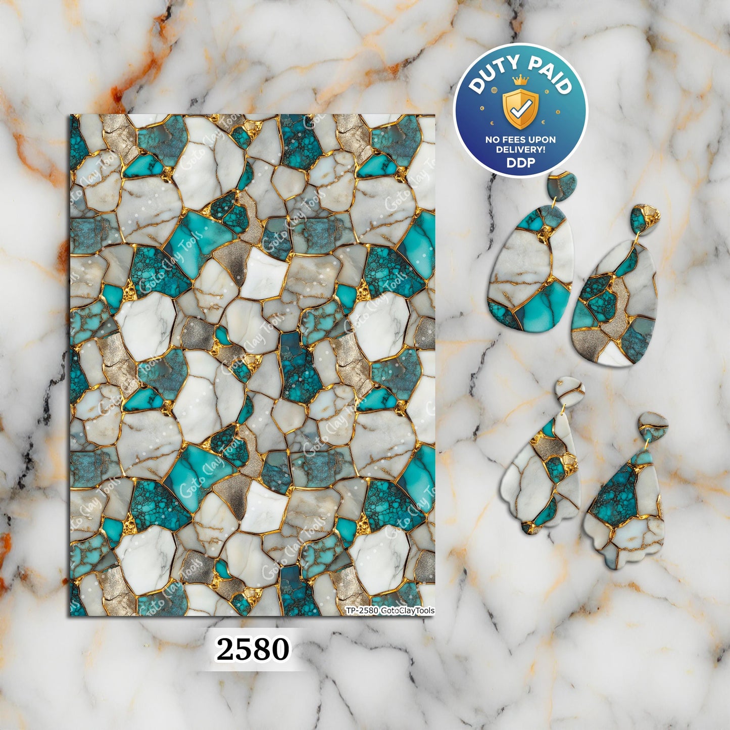 Turquoise Stone Clay Transfers: Water Soluble Paper (4x5.5 inches) #2580