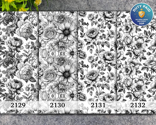 Water soluble Transfer paper for polymer clay, Black and white rose floral, polymer clay image transfers, magic transfer paper