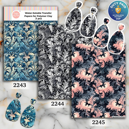 Ornate Water soluble Transfer paper for polymer clay, William Morris floral pattern, polymer clay image transfers, magic transfer paper