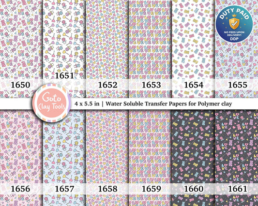 Valentine Water soluble Transfer paper for polymer clay, love teddy bear, love heart, polymer clay image transfers, magic transfer paper