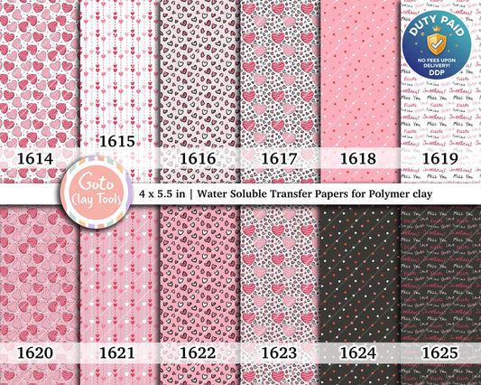 Valentine Water soluble Transfer paper for polymer clay, love letters, love heart, polymer clay image transfers, magic transfer paper