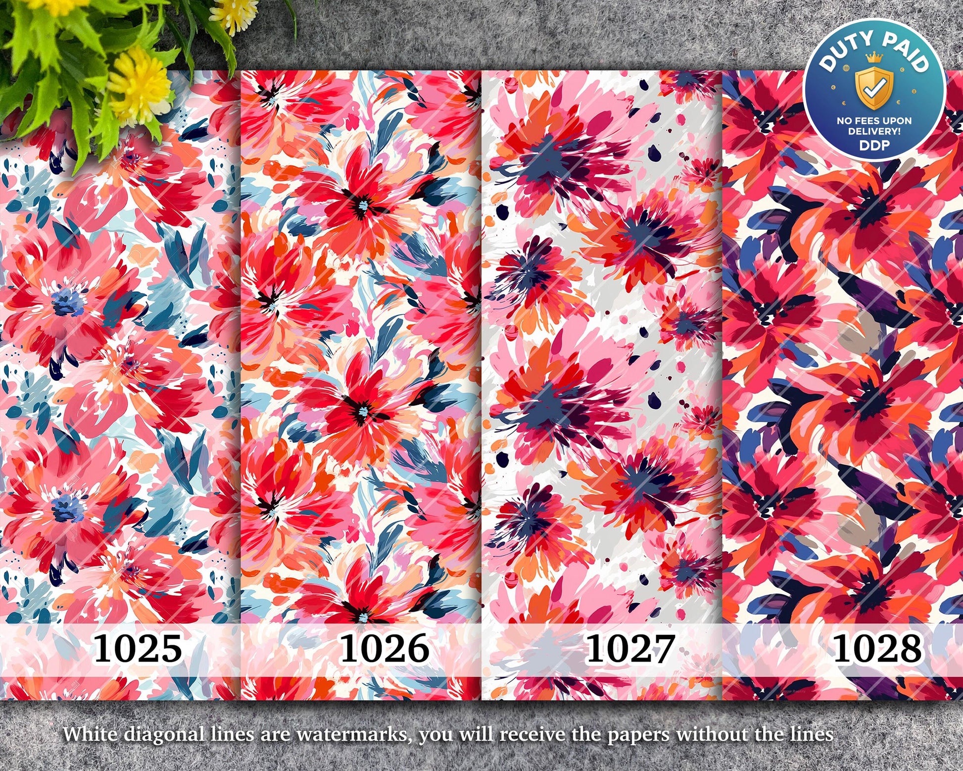 Water soluble Transfer paper for polymer clay, Pink abstract floral pattern, polymer clay image transfers, magic transfer paper