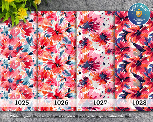 Water soluble Transfer paper for polymer clay, Pink abstract floral pattern, polymer clay image transfers, magic transfer paper