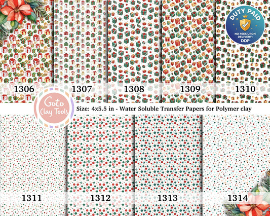 Mexican Water soluble Transfer paper for polymer clay, Christmas patterns, polymer clay image transfers, magic transfer paper