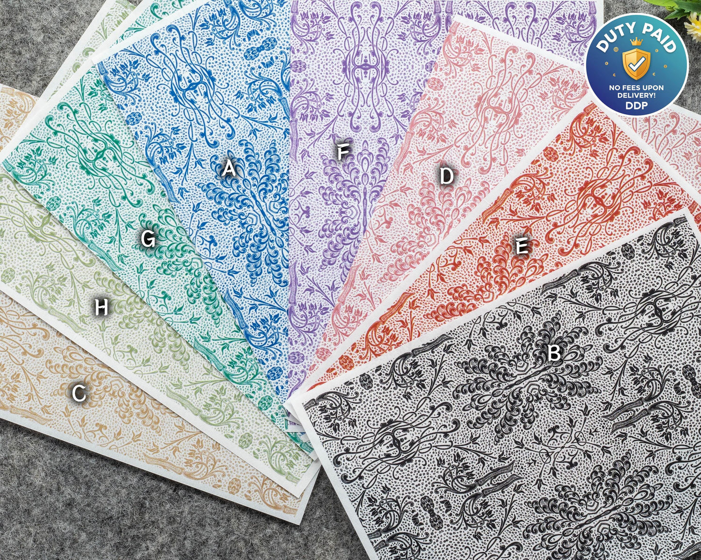 Watercolor Flowers Transfer Paper for Polymer Clay (4x5.5 inches) #779