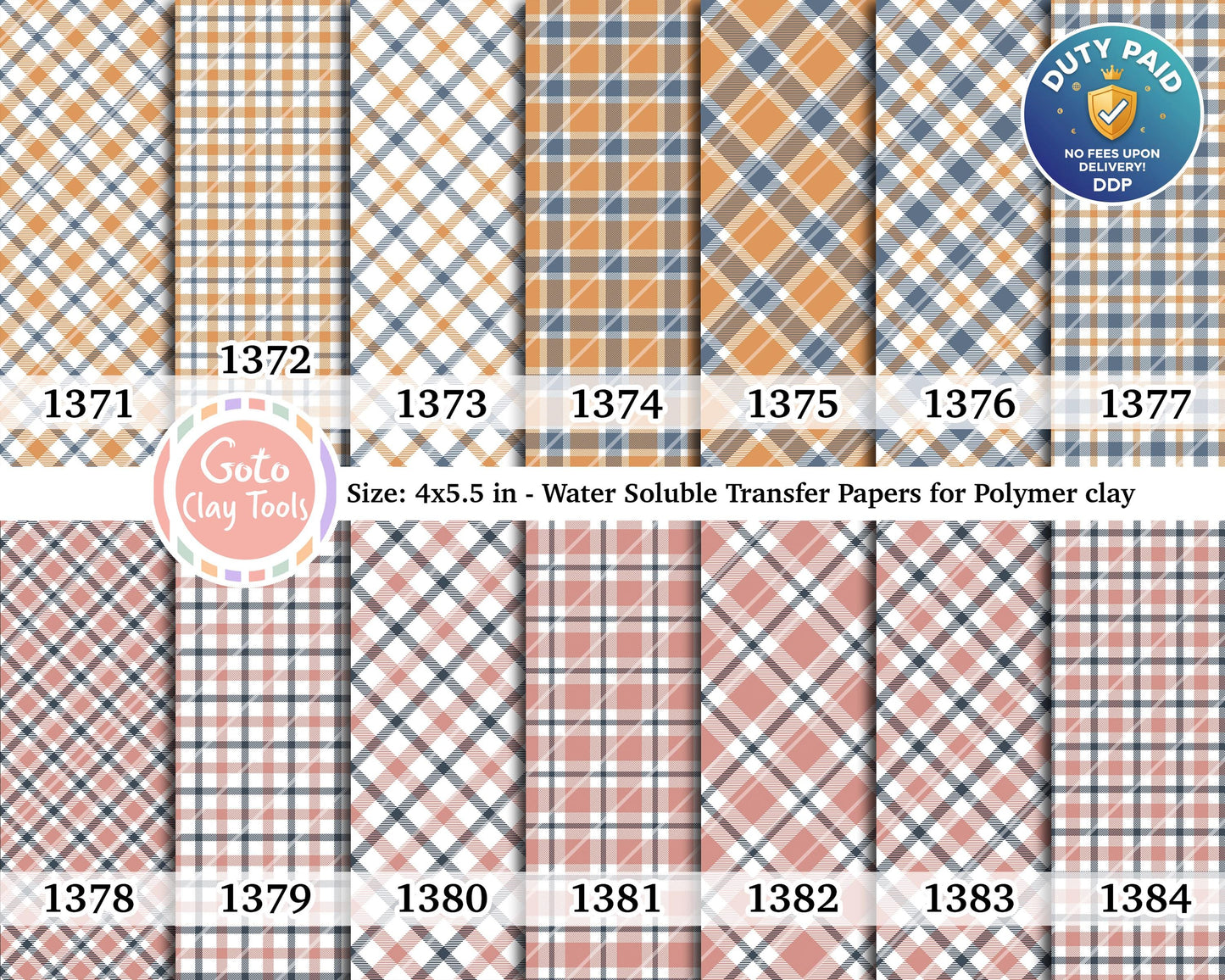 Christmas plaid Water soluble Transfer paper for polymer clay, polymer clay image transfers, magic transfer paper