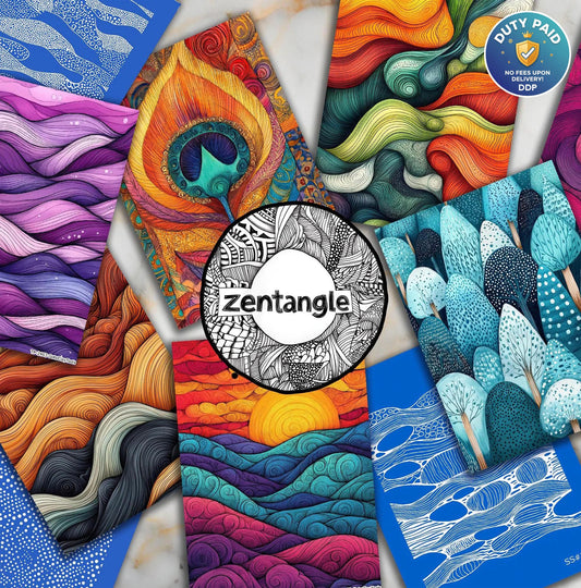 50% OFF FULL BUNDLE of Zentangle Collection, 27 Transfer Papers and 21 Silk screens Total 48 items R1