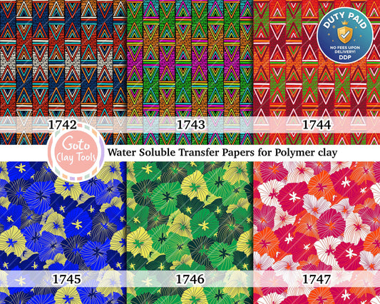 Water soluble Transfer paper for polymer clay, African Ankara pattern, polymer clay image transfers, magic transfer paper