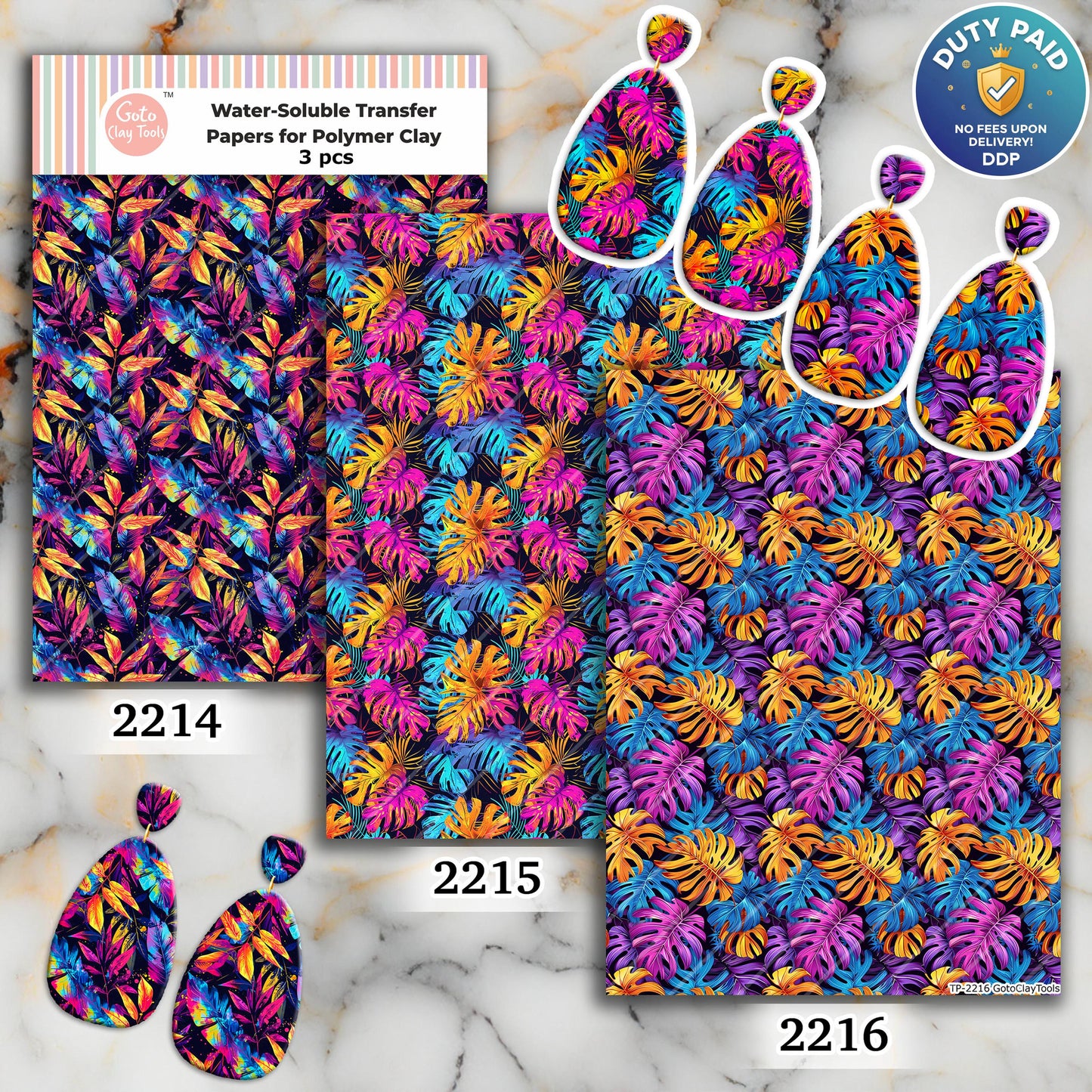 Water soluble Transfer paper for polymer clay, Tropical monstera leaf pattern, polymer clay image transfers, magic transfer paper