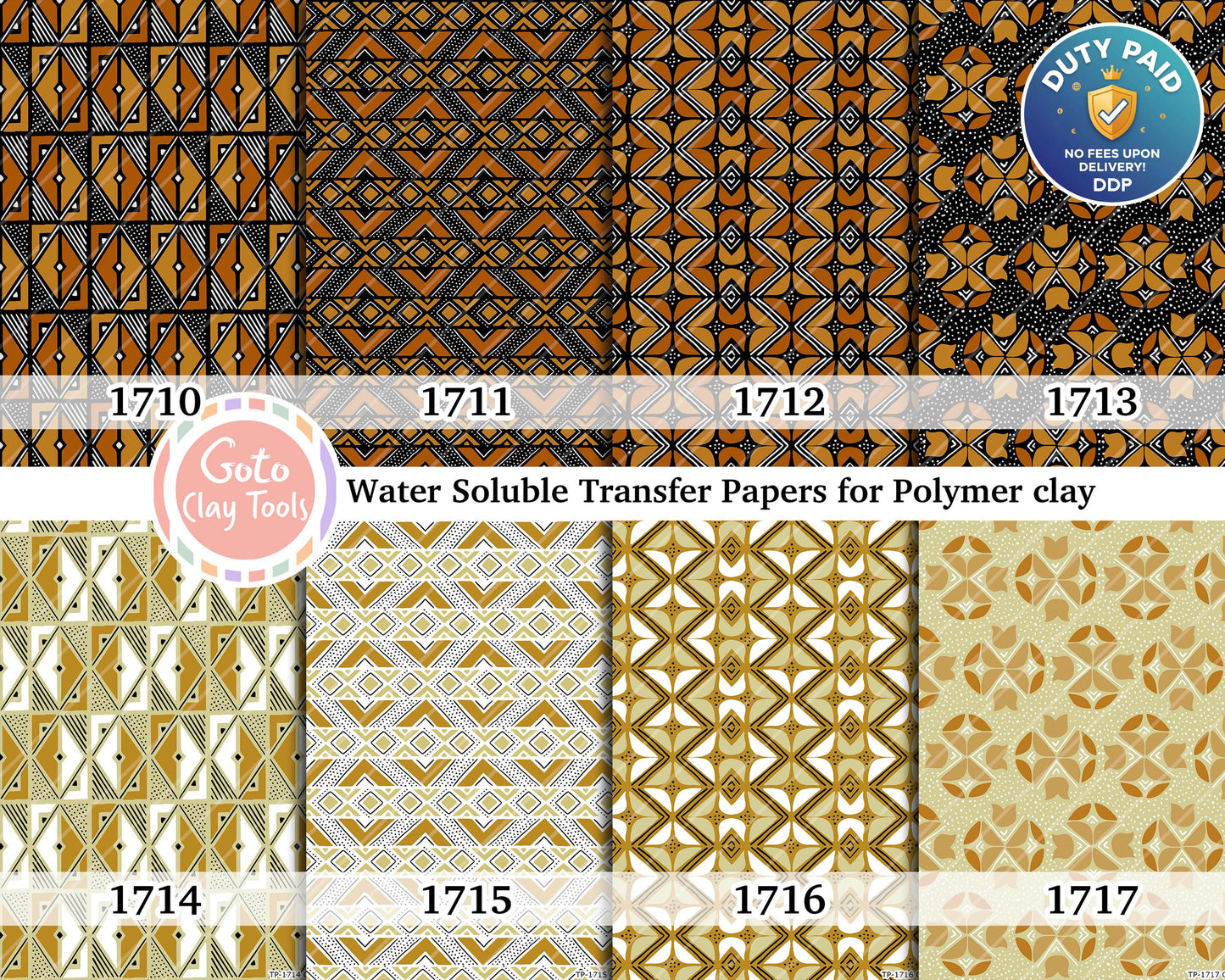 Water soluble Transfer paper for polymer clay, African mudcloth patterns, polymer clay image transfers, magic transfer paper