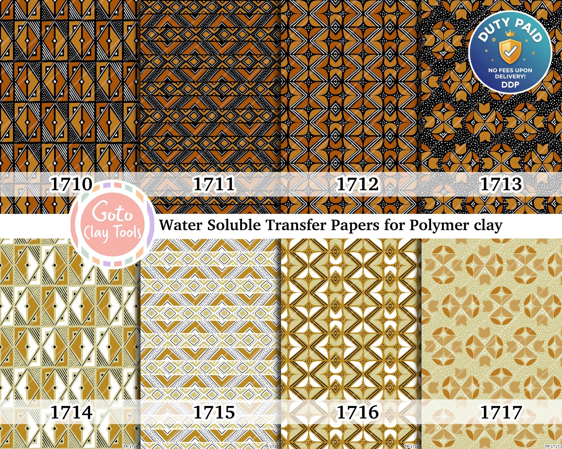 Water soluble Transfer paper for polymer clay, African mudcloth patterns, polymer clay image transfers, magic transfer paper